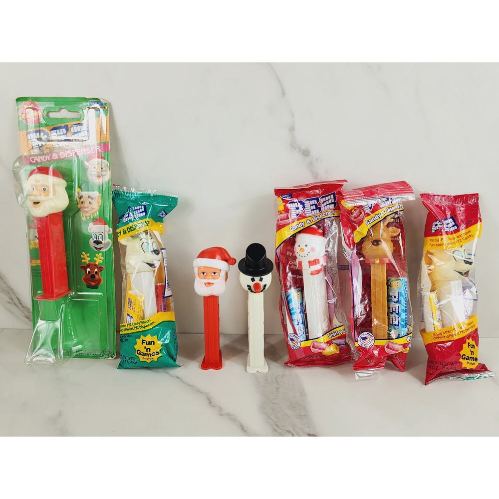 Christmas Pez Candy Dispenser Santa Claus Snowman Reindeer Polar Bear x7 Vintage